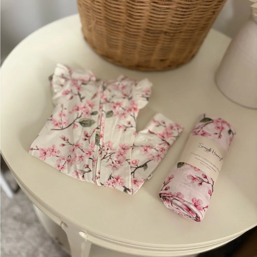 Floral newborn footie & swaddle blanket (NWT) bundle